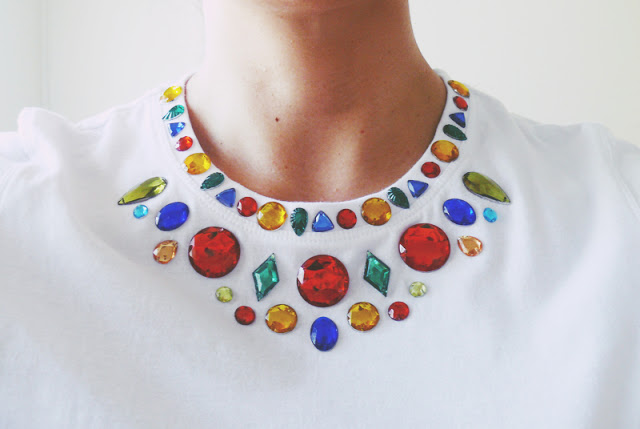 diy: gem embellished shirt